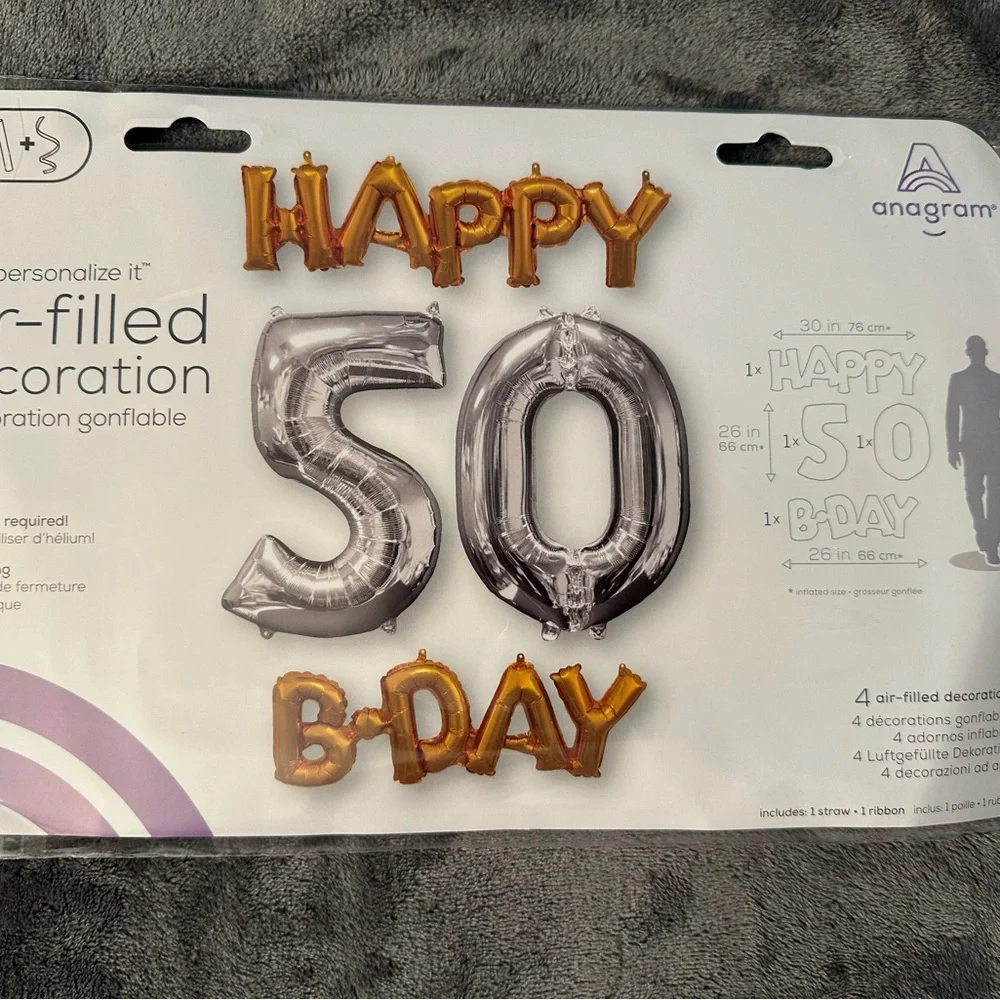 50th Birthday Decorations Balloons Party Gold Black Silver Foil Man Woman 9